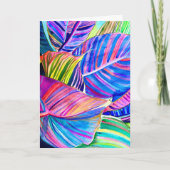 水の色のアートカンナ熱帯葉の カード (正面)