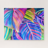 水の色のアートカンナ熱帯葉の ジグソーパズル (横)
