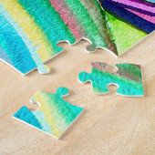 水の色のアートカンナ熱帯葉の ジグソーパズル (側面)