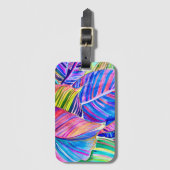 水の色のアートカンナ熱帯葉の ラゲッジタグ (正面縦)