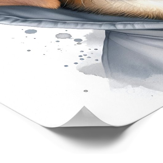 水の色のアートワーク茶色の犬のフード付きスウェットシャツ ポスター (角)