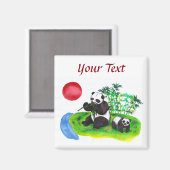 水の色のアート中国のパンダの母親と彼女の子供 マグネット (正面/裏面)