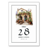 水の色のイタリアン目的地の結婚式 テーブルナンバー (裏面)