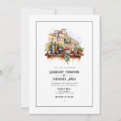 水の色のイタリアン目的地の結婚式 招待状 (正面)