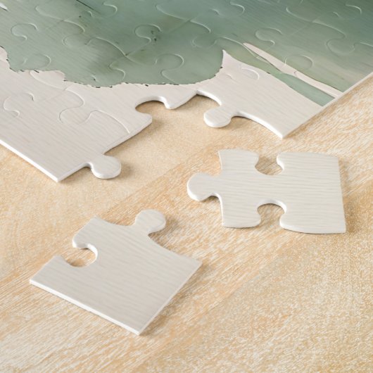 水の色のイラストレーションのママとベビーゾウ ジグソーパズル (側面)