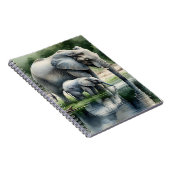 水の色のイラストレーションのママとベビーゾウ ノートブック (右側)