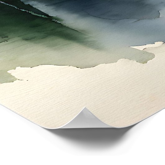 水の色のイラストレーションのママとベビーゾウ ポスター (角)