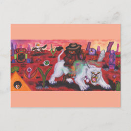 水の色のイラストレーションボーイライド白いライオネス シーズンポストカード