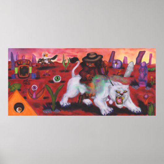 水の色のイラストレーションボーイライド白いライオネス ポスター (正面)