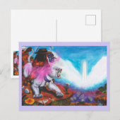 水の色のイラストレーションボーイライド白いライオネス ポストカード (正面/裏面)