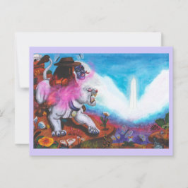 水の色のイラストレーションボーイライド白いライオネス ポストカード