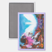 水の色のイラストレーションボーイライド白いライオネス マグネット (正面/裏面)