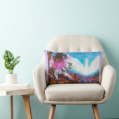 水の色のイラストレーションボーイライド白いライオネス ランバークッション (椅子)