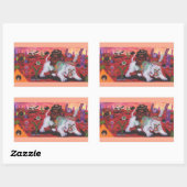 水の色のイラストレーションボーイライド白いライオネス 長方形シール (シート)