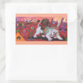 水の色のイラストレーションボーイライド白いライオネス 長方形シール (バッグ)