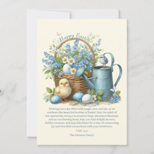 水の色のイースターチックパーソナライズされた シーズンカード (正面)
