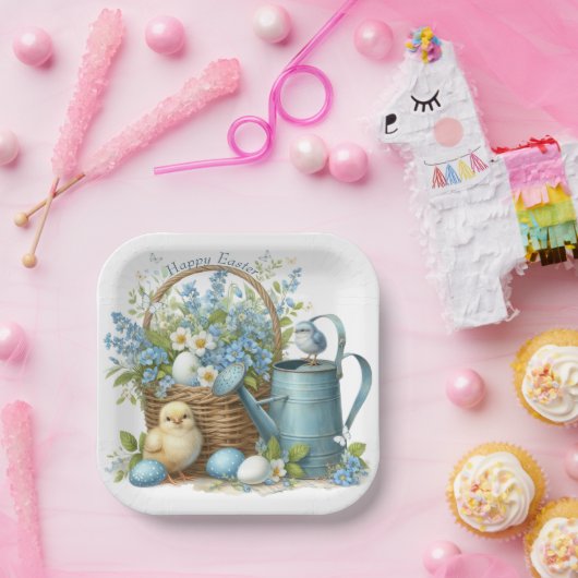 水の色のイースターチックパーソナライズされた ペーパープレート (パーティー)