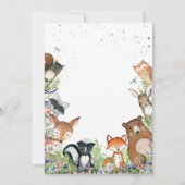 水の色のウッドランド森林の友人ベビーシャワー 招待状 (裏面)