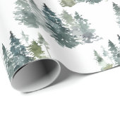 水の色のエバーグリーンクリスマスツリーホリデーギフト ラッピングペーパー (ロールコーナー)