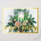 水の色のエバ絵画ーグリーンキャンドルクリスマス 箔シーズンカード (正面)