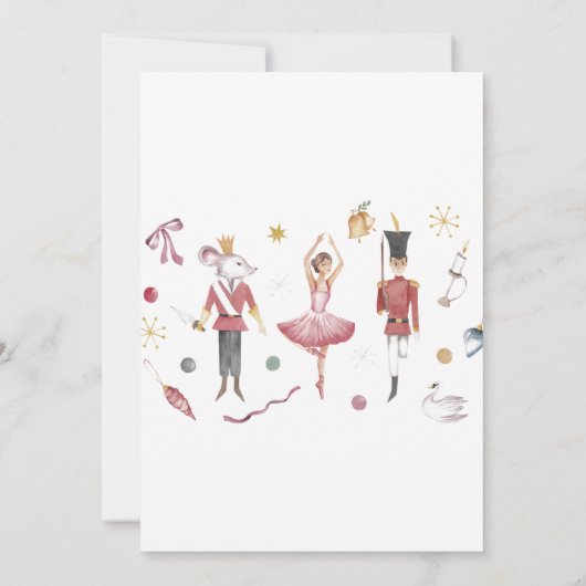 水の色のエレガントくるみ割りクリスマスクリスマス誕生日 招待状 (裏面)