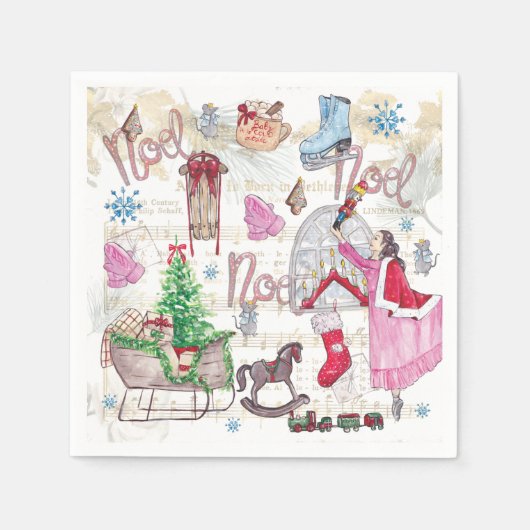 水の色のエレガントクリスマスフェアリー スタンダードカクテルナプキン (正面)