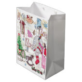 水の色のエレガントクリスマスフェアリー ミディアムペーパーバッグ (裏面アングル)