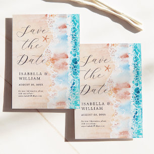 水の色のエレガントビーチを保存絵を描する セーブザデート