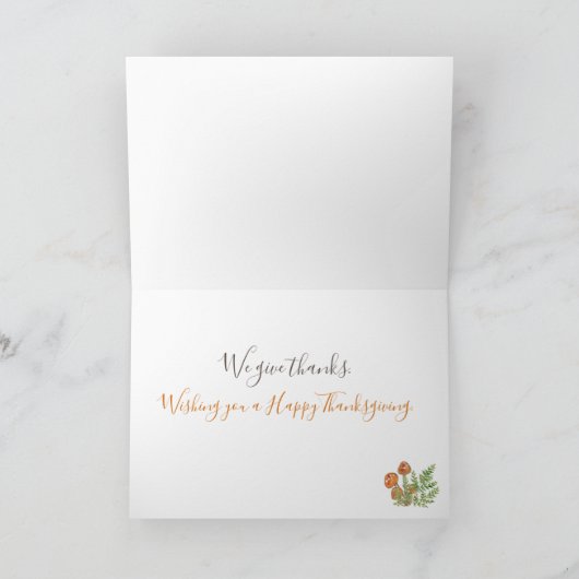 水の色のエレガントマッシュルームビーファーンサンクスギビング シーズンカード (内部)