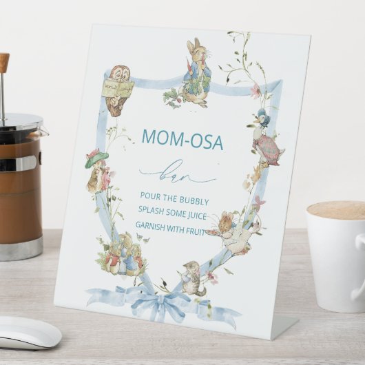 水の色のエレガントワイルドフラワーピーターうさぎベビー 台座サイン (インサイチュ)