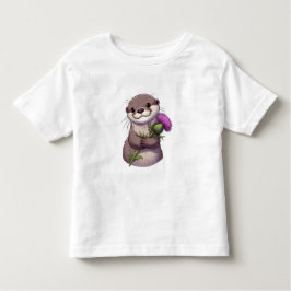 水の色のオッターとアザミ トドラーTシャツ