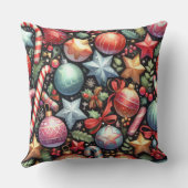水の色のオーナメントスタークリスマスモチーフホリデー クッション (裏面)