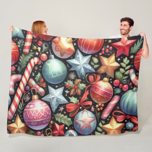 水の色のオーナメントスタークリスマスモチーフホリデー フリースブランケット (インサイチュ)