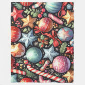 水の色のオーナメントスタークリスマスモチーフホリデー フリースブランケット (正面)