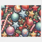 水の色のオーナメントスタークリスマスモチーフホリデー フリースブランケット (正面(横))