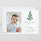 水の色のオーナーレ飾ーツリーメリークリスマス シーズンカード (正面)