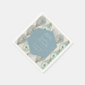 水の色のカキ結婚ーの – ほこりっぽい青 スタンダードカクテルナプキン (角)