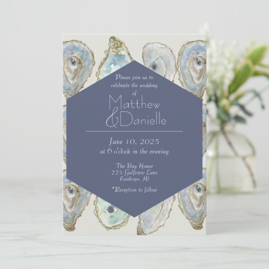 水の色のカキ結婚ーの – ほこりっぽい青 招待状 (スタンド正面)