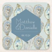 水の色のカキ結婚ー スクエアペーパーコースター (正面)