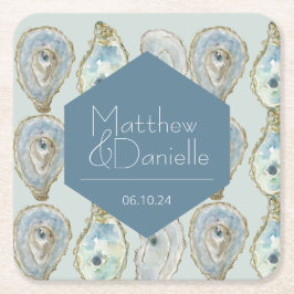 水の色のカキ結婚ー スクエアペーパーコースター