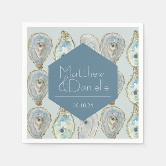 水の色のカキ結婚ー スタンダードカクテルナプキン (正面)