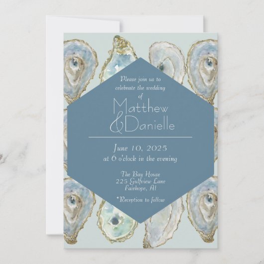 水の色のカキ結婚ー 招待状 (正面)