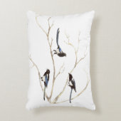 水の色のカササギの鳥の家族の木でチャット アクセントクッション (正面(垂直))