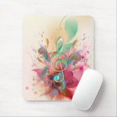 水の色のカッコいいトレブルクレフ、 音符記号音楽のノート旋回 マウスパッド (マウス)