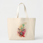 水の色のカッコいいトレブルクレフ、 音符記号音楽のノート旋回 ラージトートバッグ (正面)