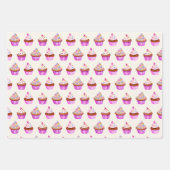 水の色のカップケーキのパターン ラッピングペーパーシート (正面)