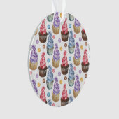 水の色のカップケーキカラフル オーナメント (正面)