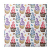 水の色のカップケーキカラフル タイル (正面)