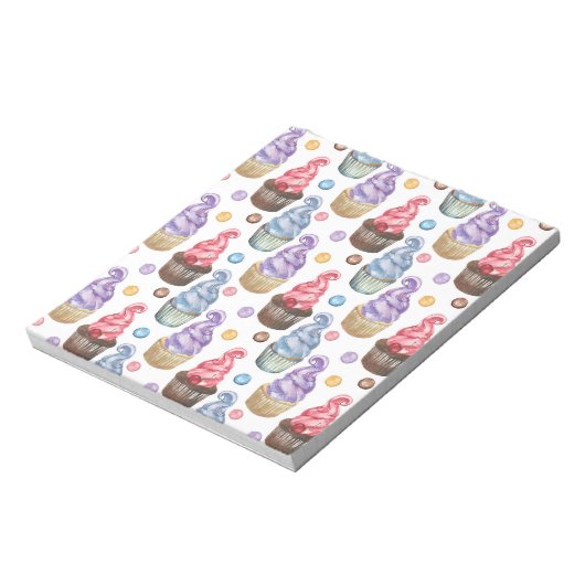 水の色のカップケーキカラフル ノートパッド (回転)