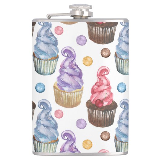 水の色のカップケーキカラフル フラスク (正面)
